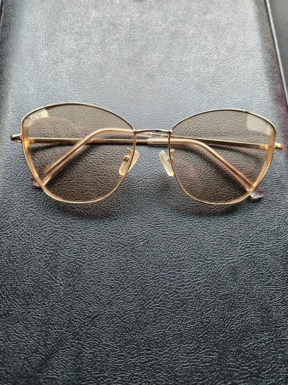 Dax Gold Wireframe Cat-Eye Glasses with Light Brown Lenses